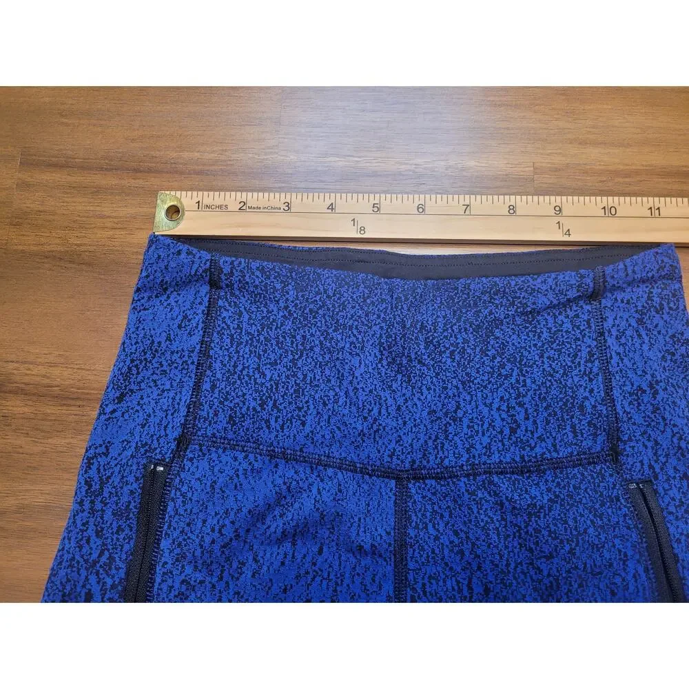 Lululemon Rush Hour 21 Crop Leggings Sapphire Blue Black Spray Jacquard Mesh 4
